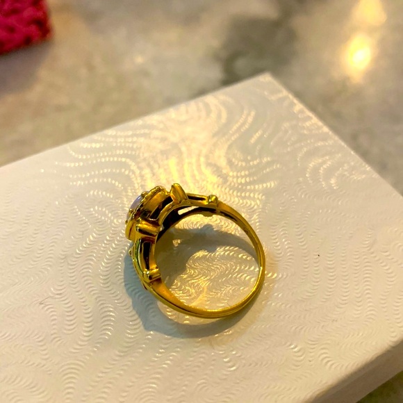 14k and opal split shank ring with beaded design 2.9 grams size 5.5 - Picture 3 of 6